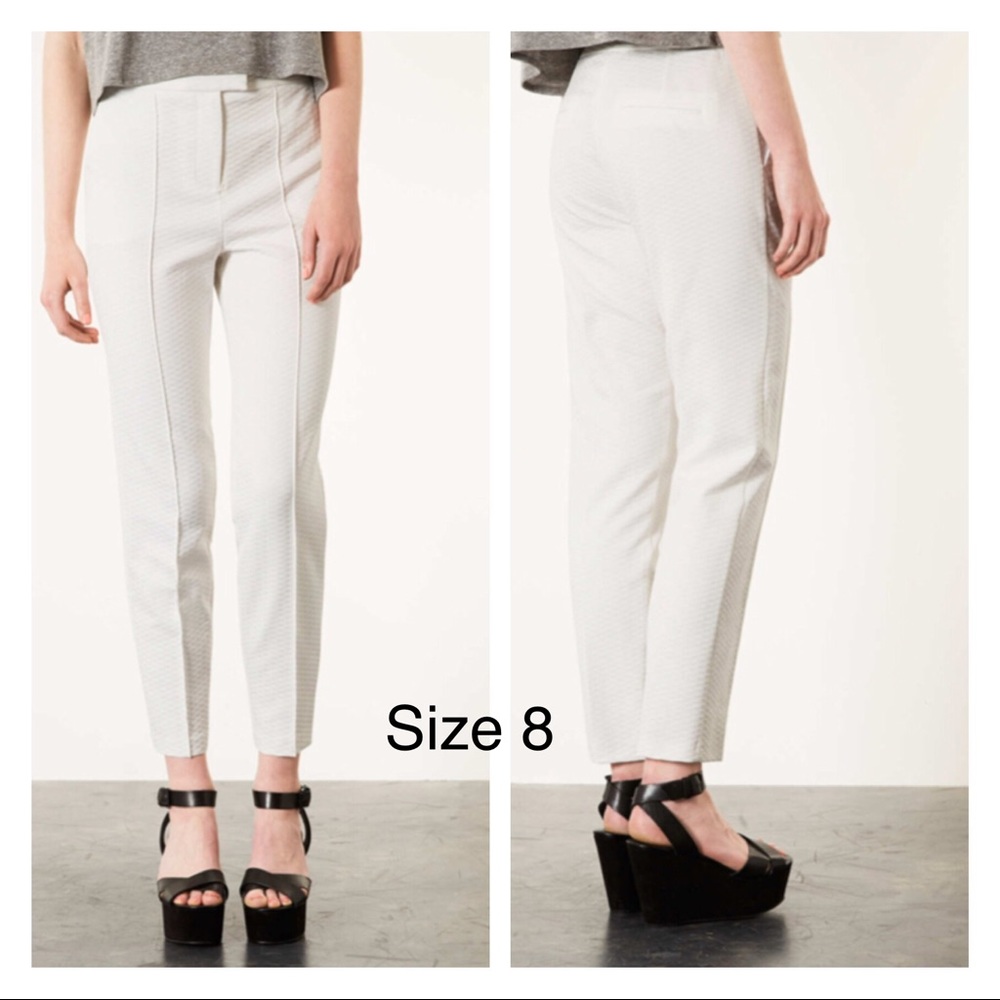 TOPSHOP White Quilted Skinny Trousers Size 8